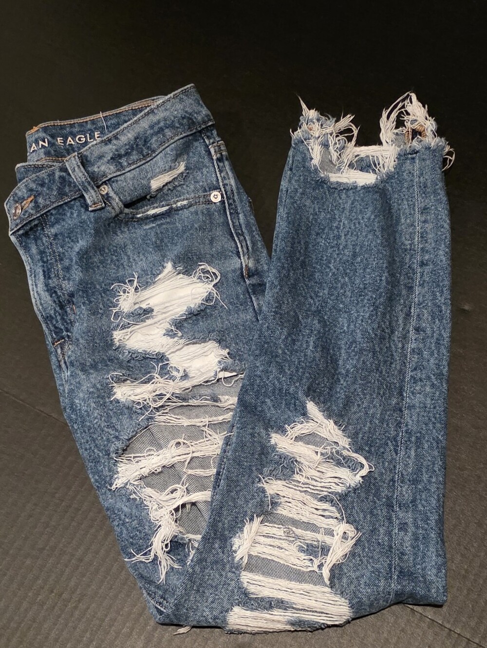 American Eagle Outfitters Women's Distressed High-Rise Blue Jeans